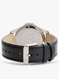 43MM Leather Strap Sport Watch — Black 2