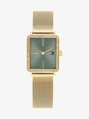21.3MM Crystal Accent Square Dial Watch, Green