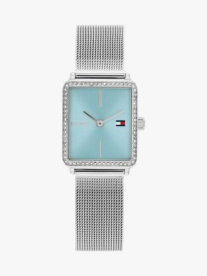 21.3MM Crystal Accent Square Dial Watch, Aqua