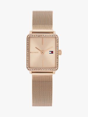 21.3MM Crystal Accent Square Dial Watch, Taupe