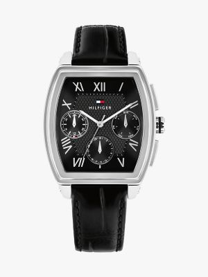 36MM Leather Strap Multifunction Watch, Black
