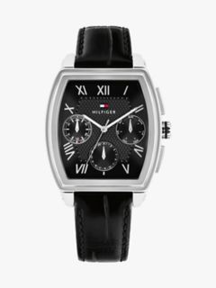 36MM Leather Strap Multifunction Watch — Black 1