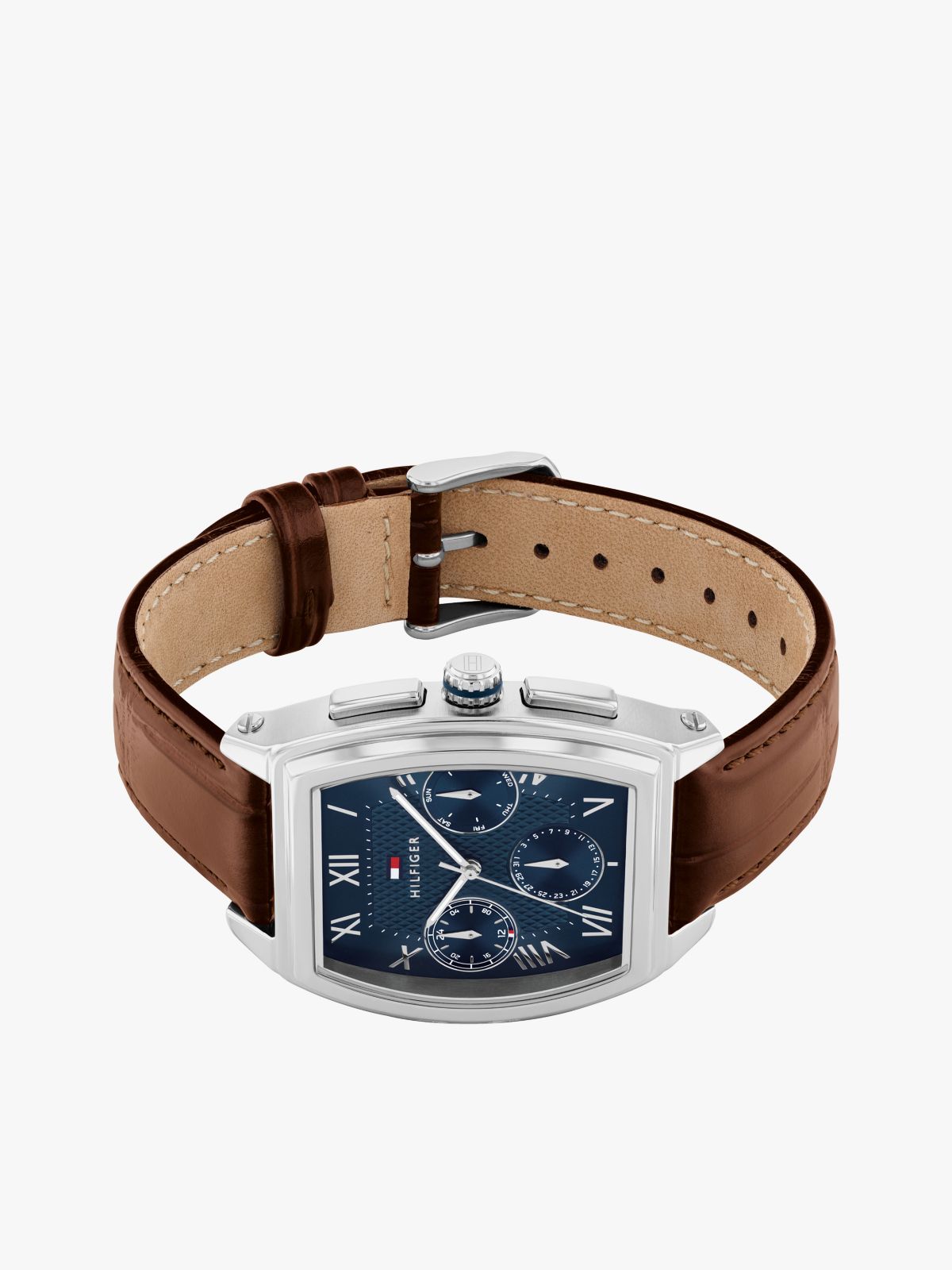 36MM Leather Strap Multifunction Watch — Navy
