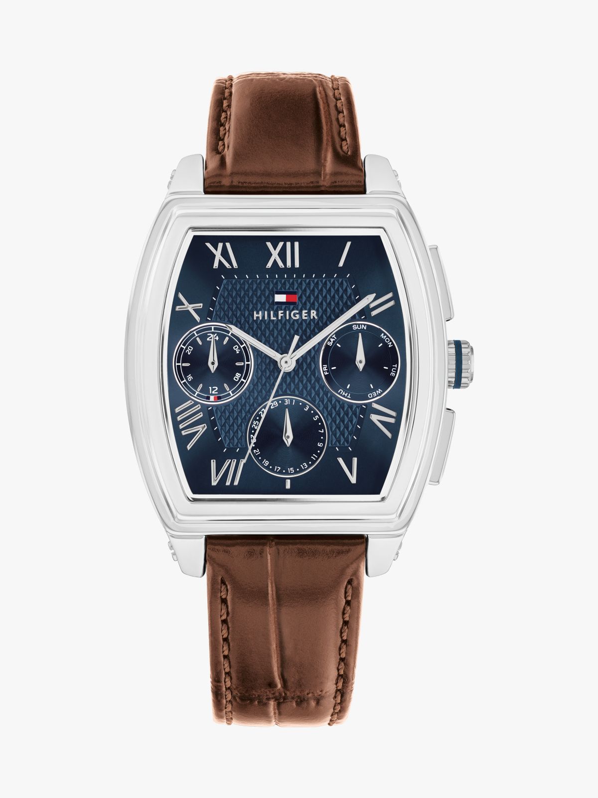 36MM Leather Strap Multifunction Watch — Navy