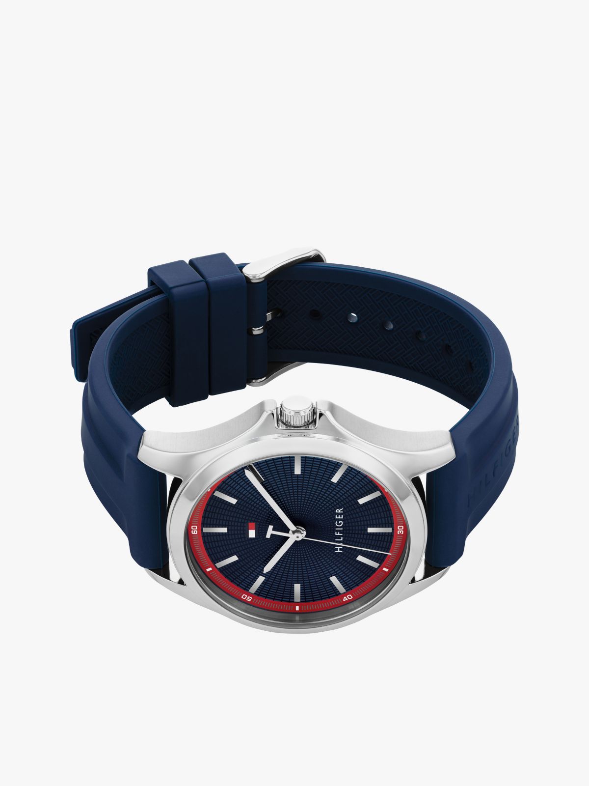 43MM Silicone Strap Sport Watch — Navy