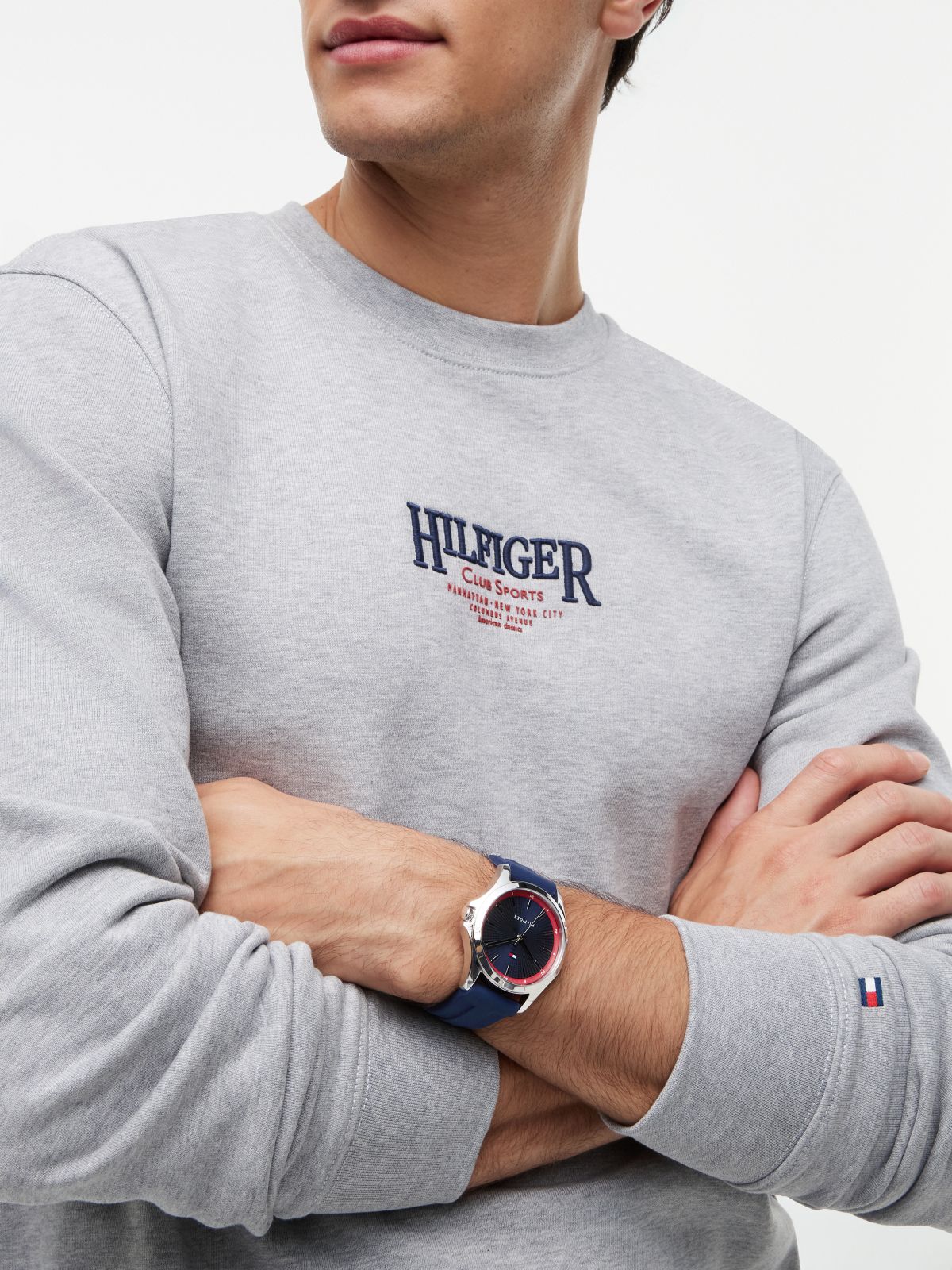43MM Silicone Strap Sport Watch — Navy