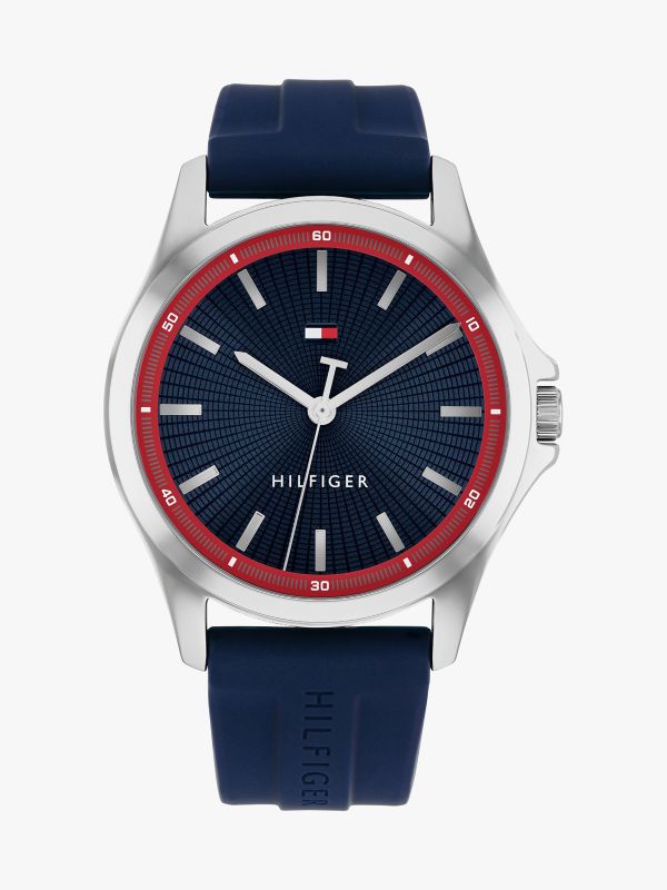43MM Silicone Strap Sport Watch — Navy