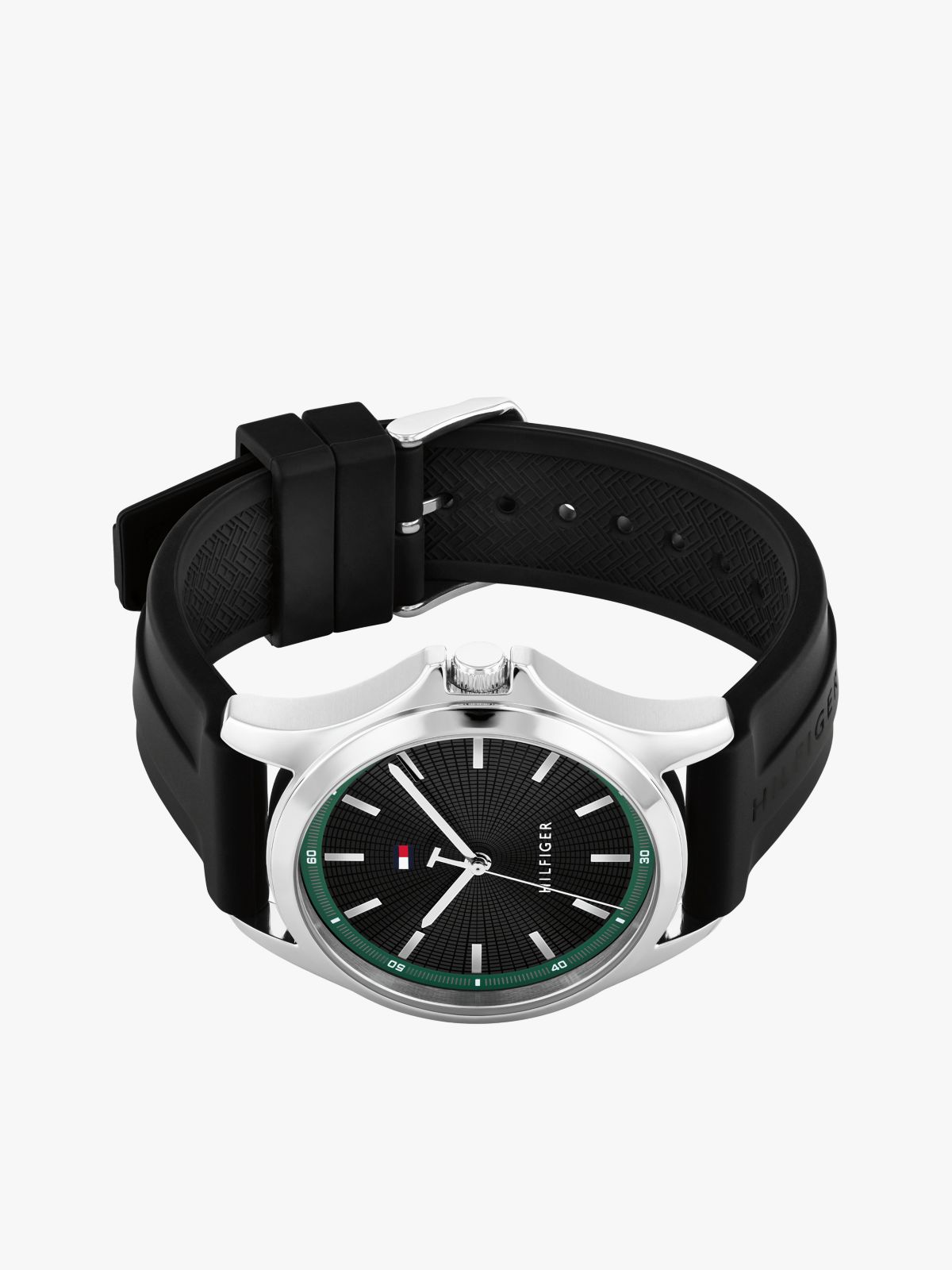 43MM Silicone Strap Sport Watch — Black