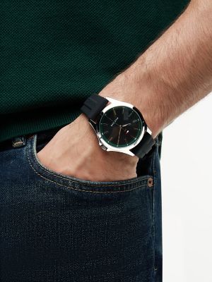 Мужские часы Tommy Hilfiger 43MM Silicone Strap Sport Watch, цвет: Чёрный — фото 4