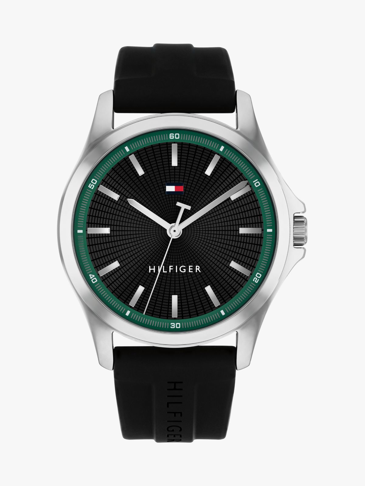 43MM Silicone Strap Sport Watch — Black
