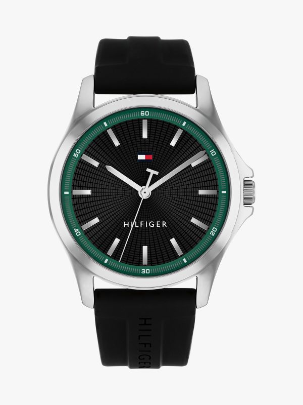 43MM Silicone Strap Sport Watch — Black