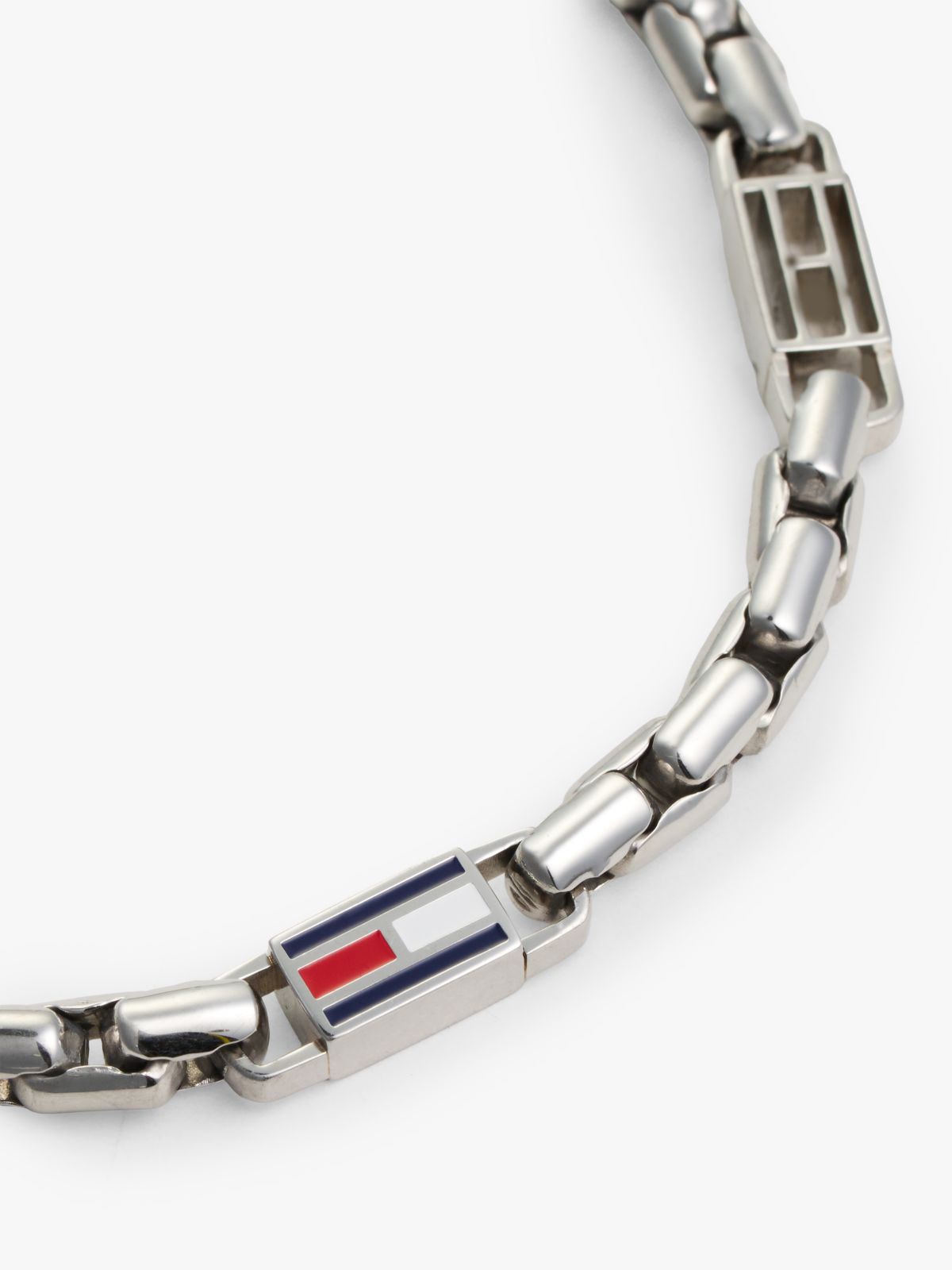 Flag Chain Link Bracelet — Silver