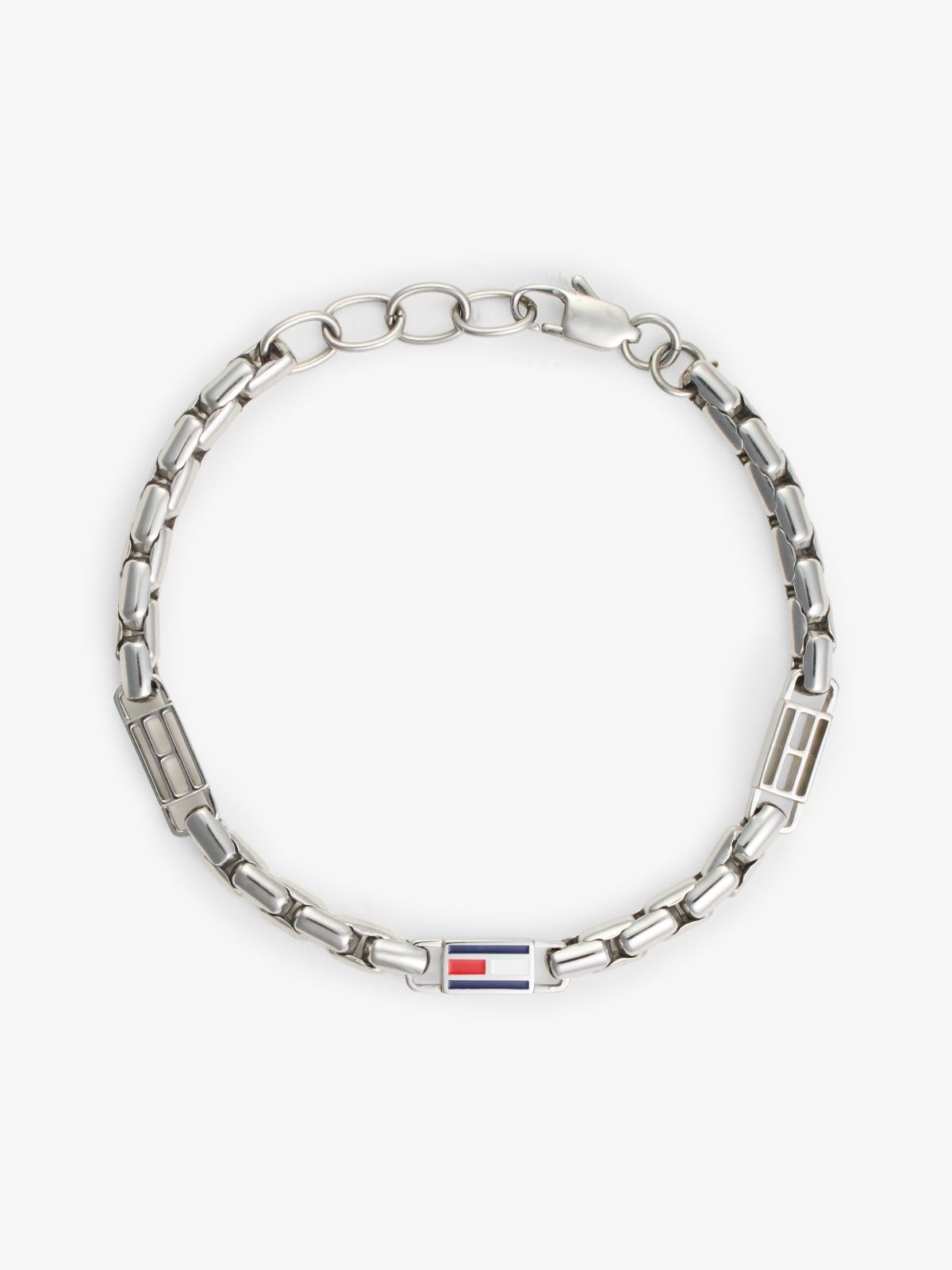 Flag Chain Link Bracelet — Silver