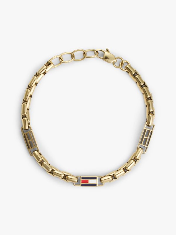 Flag Chain Link Bracelet — Gold
