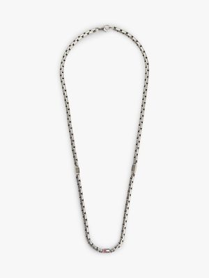 Flag Chain Link Necklace, Silver