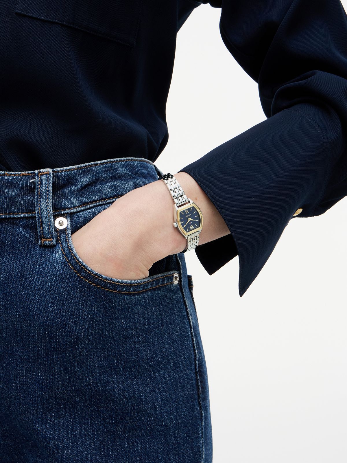 21.5MM Patterned Tonneau Dress Watch — Navy