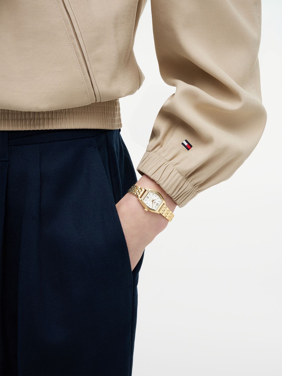 21.5MM Patterned Tonneau Dress Watch — White