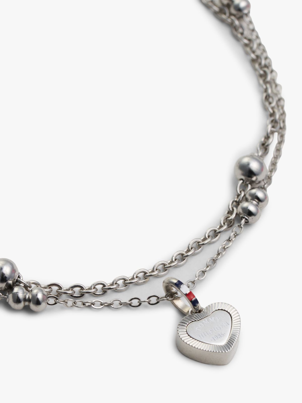 Heart Charm Double-Layered Bracelet — Silver