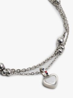 Heart Charm Double-Layered Bracelet — Silver 2