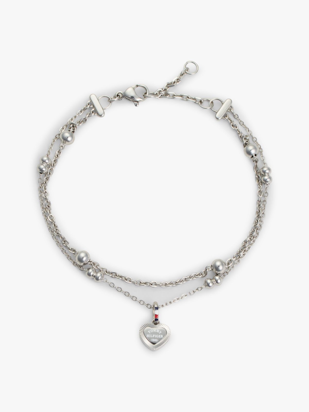 Heart Charm Double-Layered Bracelet — Silver