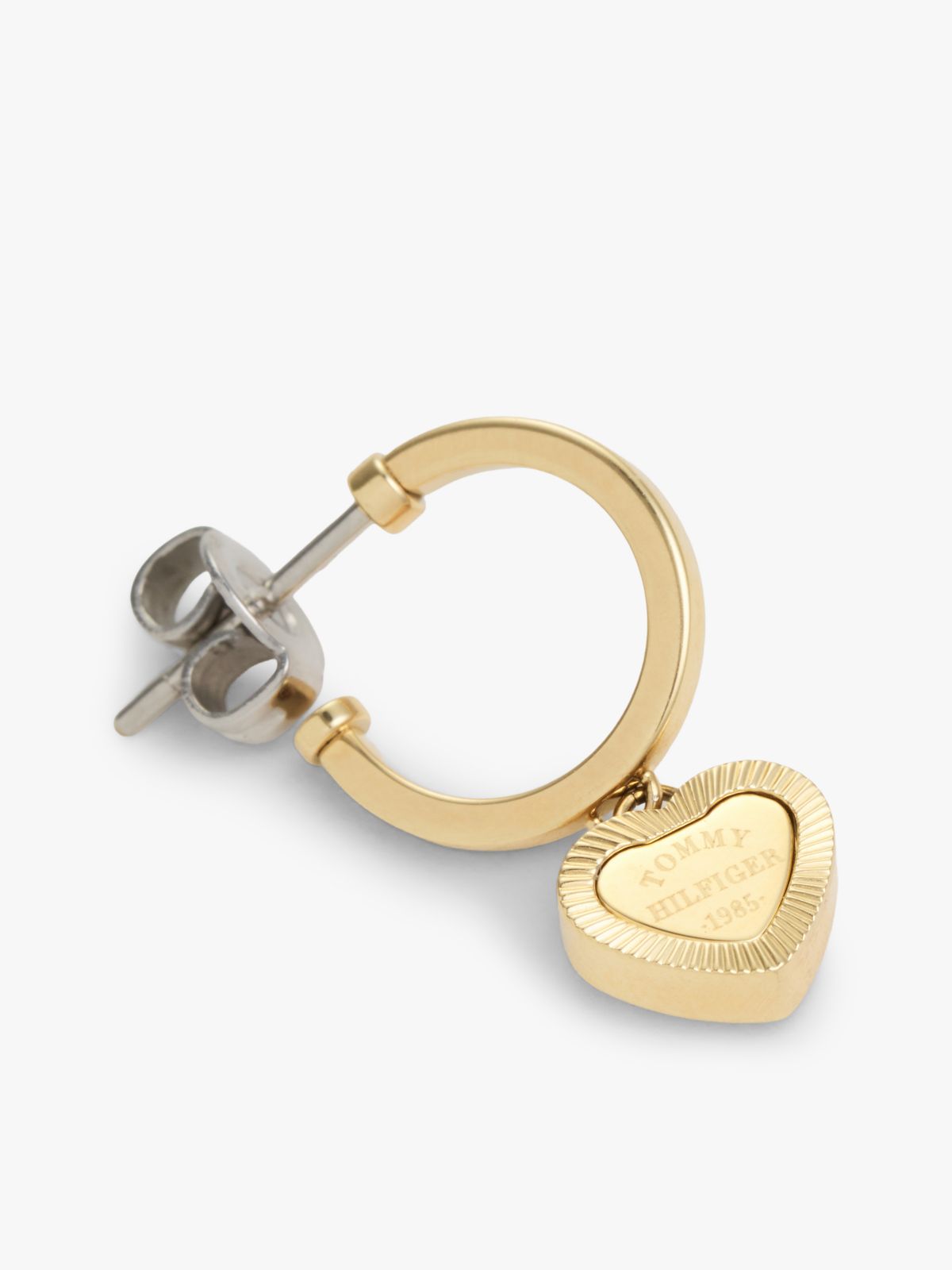 Heart Charm Hoop Earring — Gold