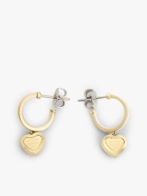 Heart Charm Hoop Earring, Gold