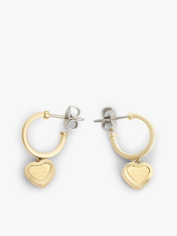 Heart Charm Hoop Earring — Gold