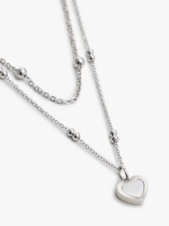 Heart Charm Double-Layered Necklace — Silver 2