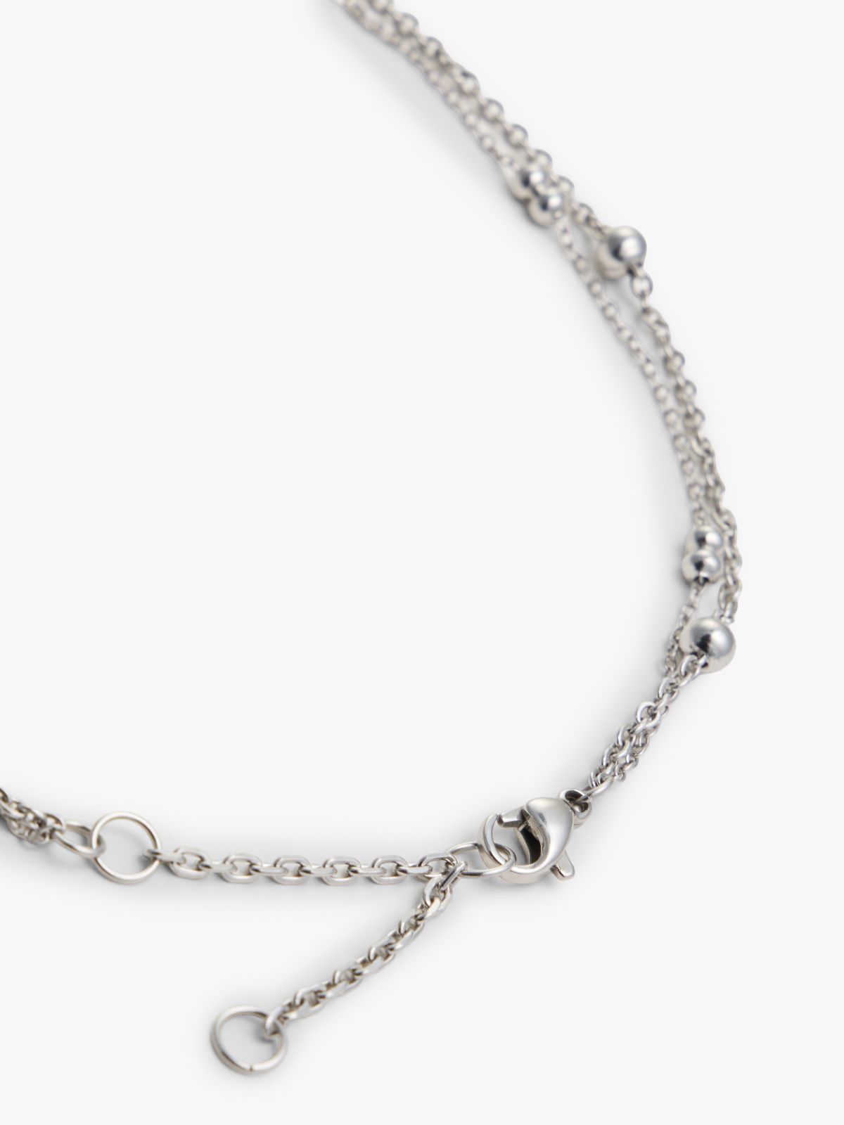 Heart Charm Double-Layered Necklace — Silver