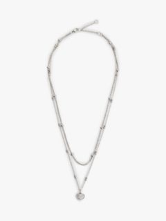 Heart Charm Double-Layered Necklace — Silver 1