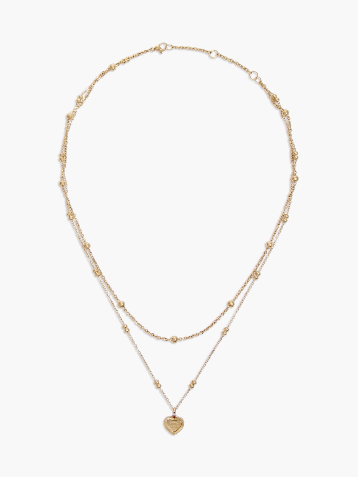 Heart Charm Double-Layered Necklace — Gold