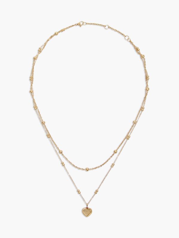 Heart Charm Double-Layered Necklace — Gold