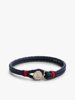 Nautical Braided Leather Bracelet, Blue