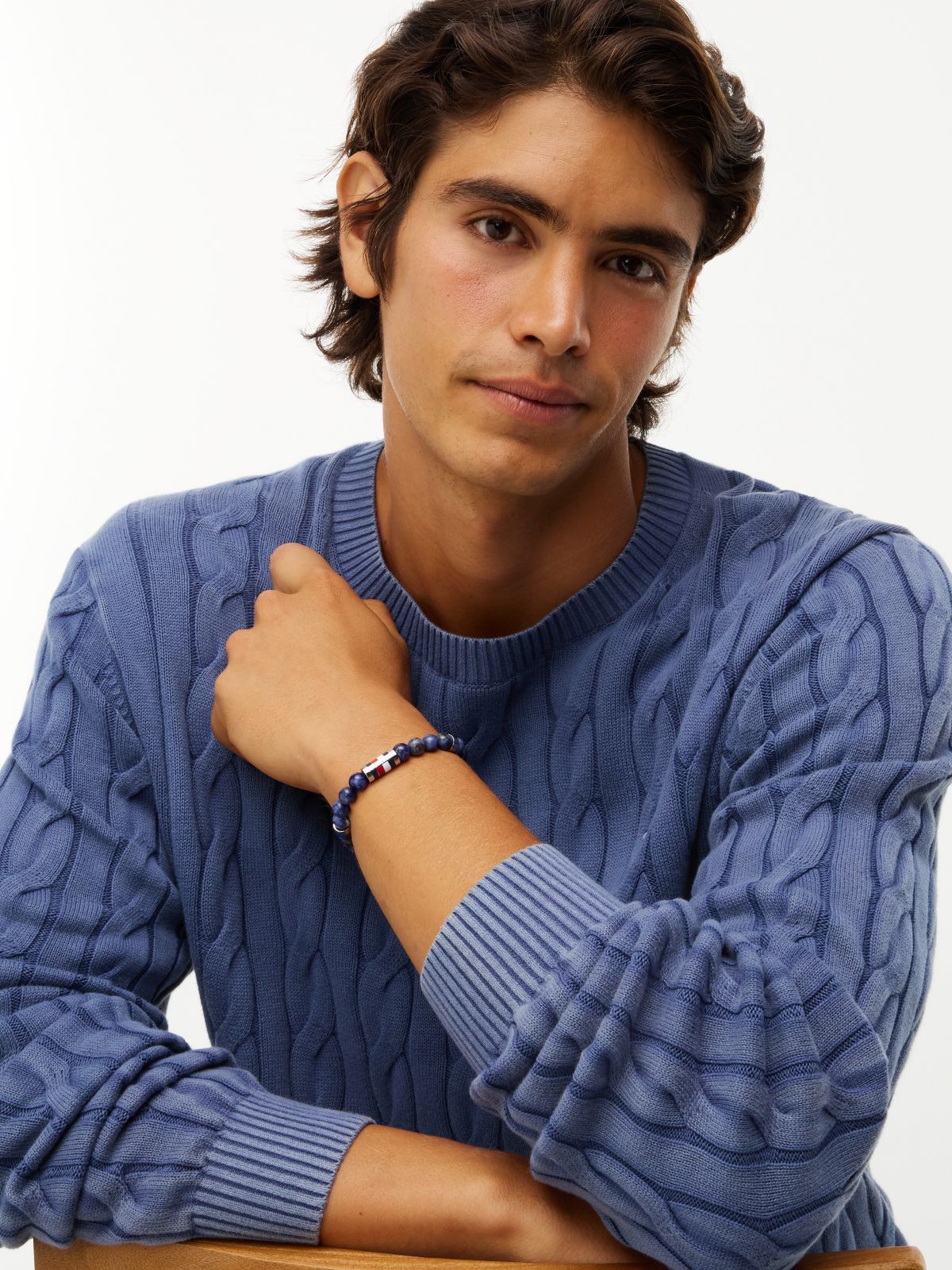 Beaded Stretch Bracelet — Blue