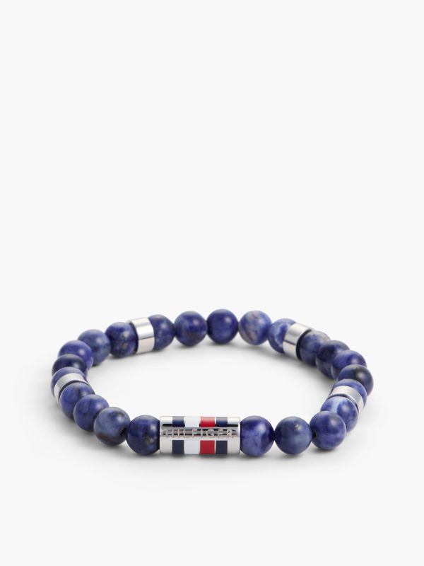 Beaded Stretch Bracelet — Blue