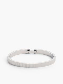 Signature Stripe Ridged Bangle Bracelet — Silver 2