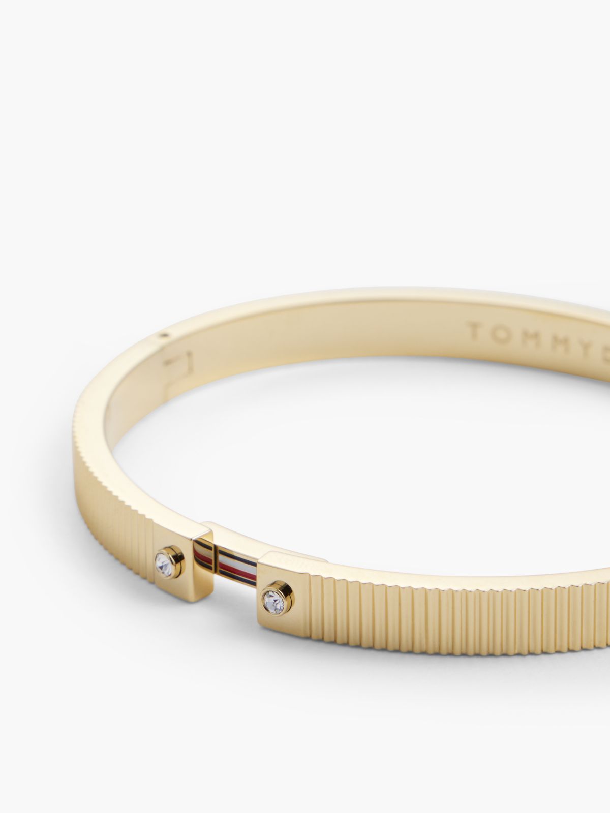 Signature Stripe Ridged Bangle Bracelet — Gold