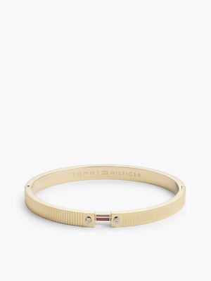 Signature Stripe Ridged Bangle Bracelet, Gold