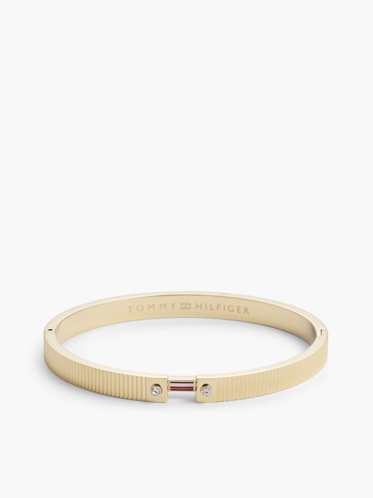 Signature Stripe Ridged Bangle Bracelet — Gold