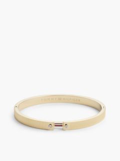 Signature Stripe Ridged Bangle Bracelet — Gold 1