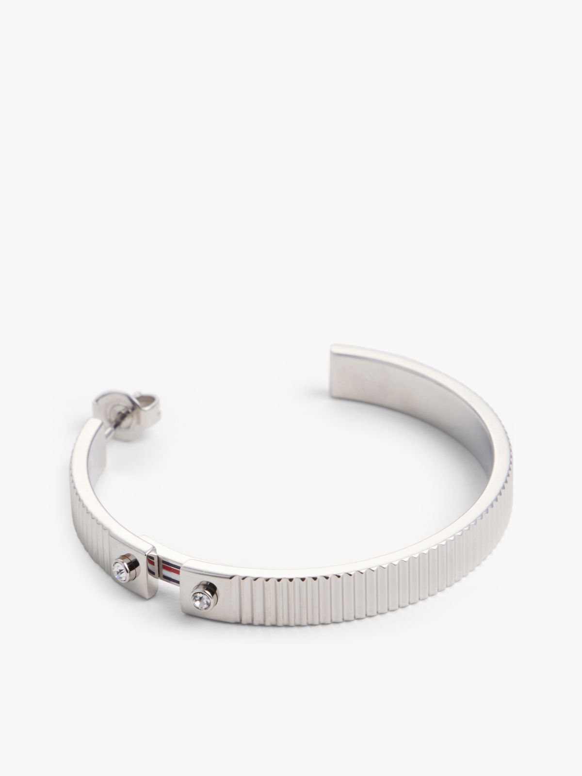 Signature Stripe Ridged Hoop Earring — Silver