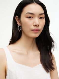 Signature Stripe Ridged Hoop Earring — Silver 3