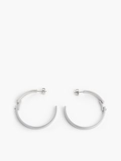 Signature Stripe Ridged Hoop Earring — Silver 1