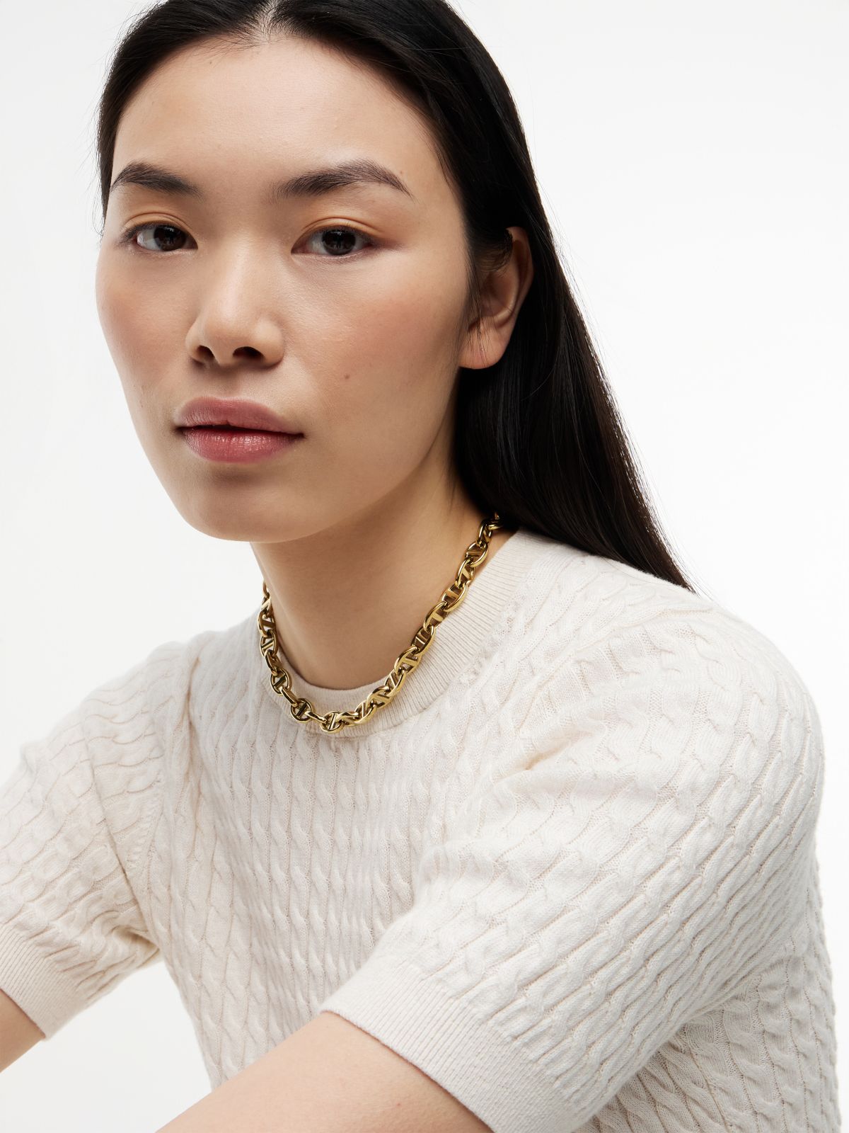 Gold-Plated Mariner-Link Chain Necklace — Gold