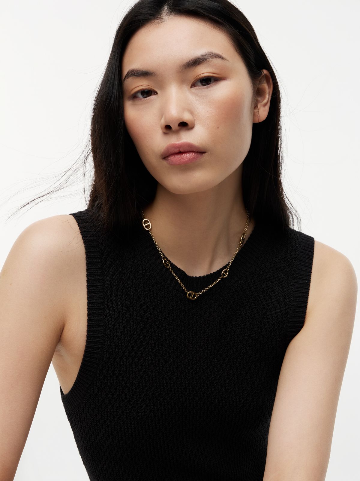Gold-Plated Slim Mariner-Link Necklace — Gold