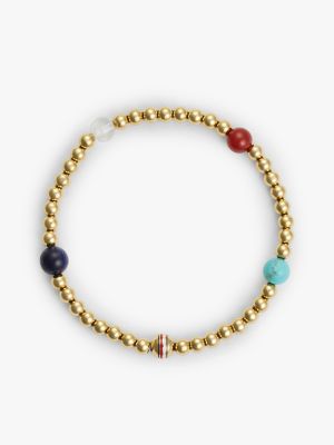 Boho Multicolor Beaded Bracelet, Gold
