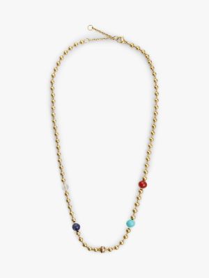 Boho Multicolor Beaded Necklace, Gold