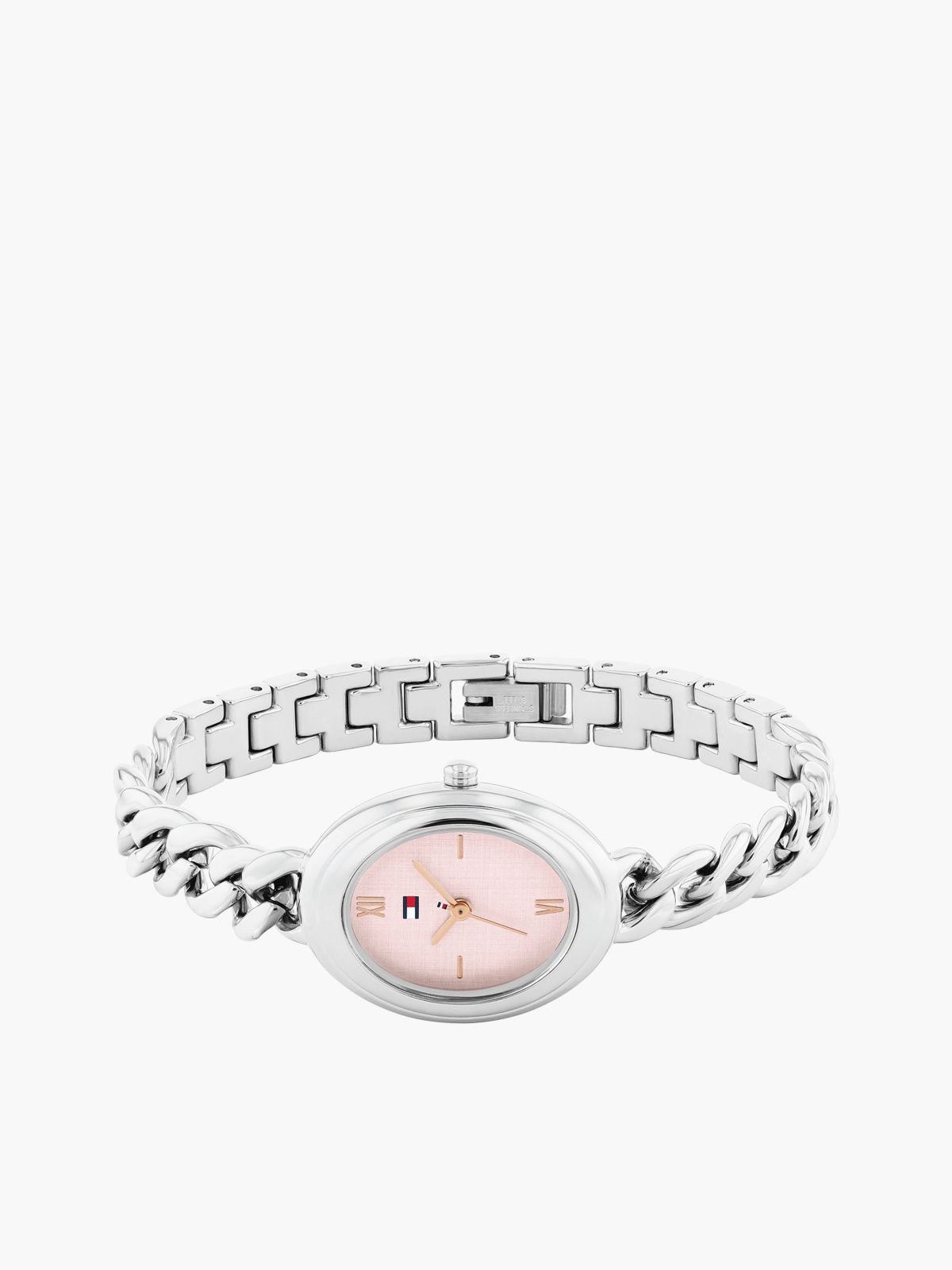 27MM Textured Oval Dial Chain Watch — Blush
