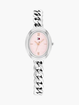 27MM Textured Oval Dial Chain Watch, Blush