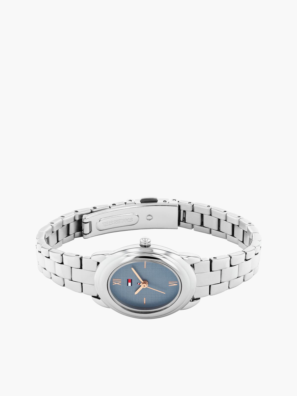 27MM Textured Oval Dial Dress Watch — Blue